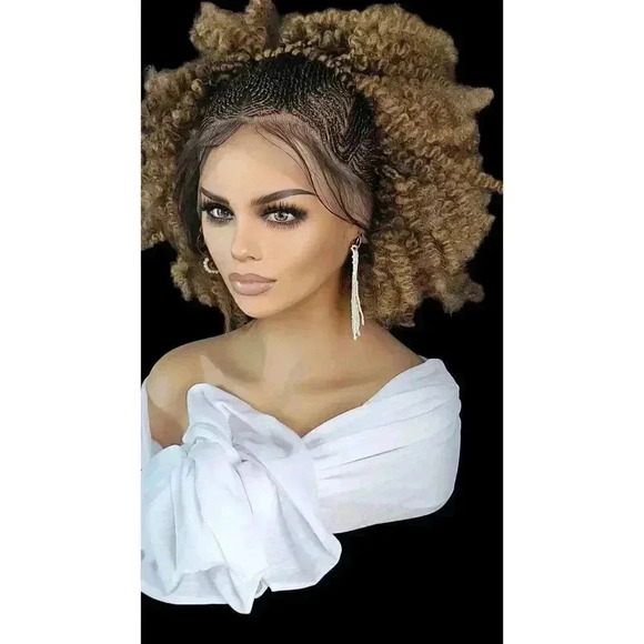 Braided wigs 100% handmade, short afro wig, stunning, colored Wig Mixt NWT short - Picture 14 of 15
